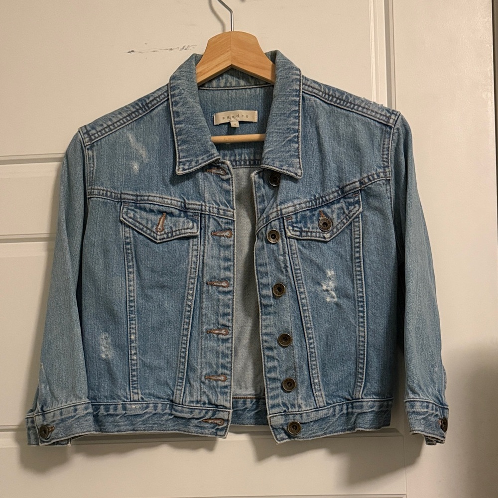Sandro cropped Classic Blue Denim Jacket